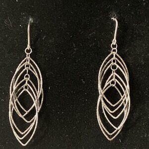 Sterling Silver Diamond Cut Dangle Earrings Made in Italy